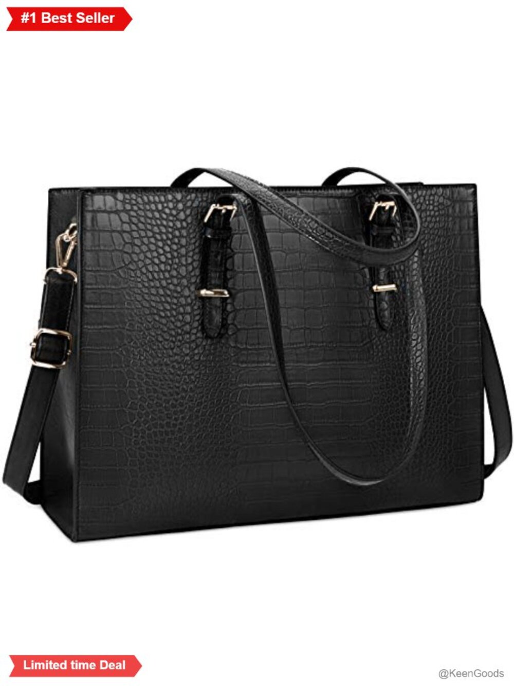 Crocodile Leather Laptop Tote Bag 15.6 Inch Water-Resistant Briefcase Business